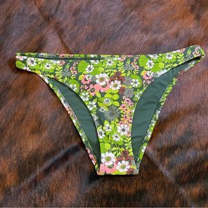 NWOT Aerie Green White Pink Floral Cheeky Bikini Swimsuit Bottoms